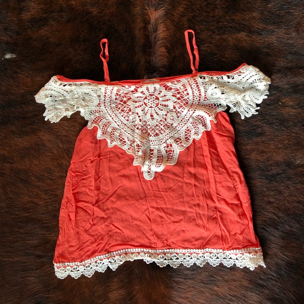 Cold shoulder crochet top